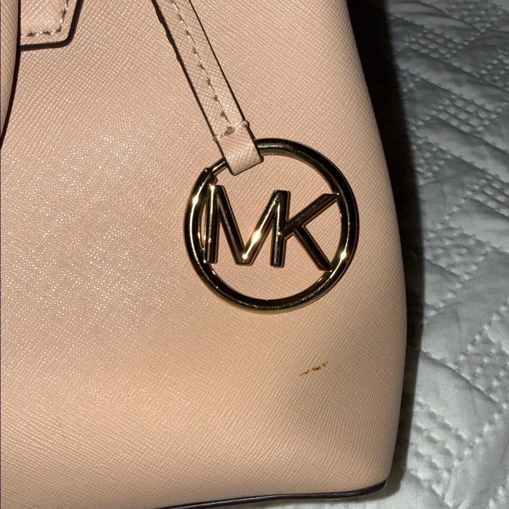 Michael Kors Tan Pebbled Leather Satchel with Gold Hardware
